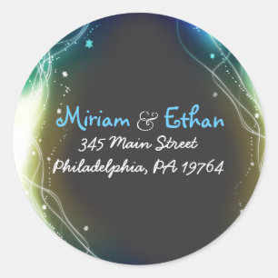 Étoiles de néon brillant Sticker Mariage juif rond