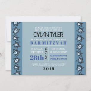 ÉTOILES DESSINÉES À LA MAIN Bat mitzvah Invitation