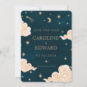 Étoiles D'or Lune Céleste Code Qr Save the Date