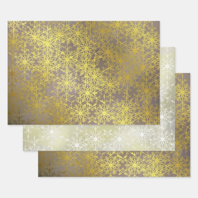 étoiles d'or, papier Noël+, hiver+patte, merveille (Lot)