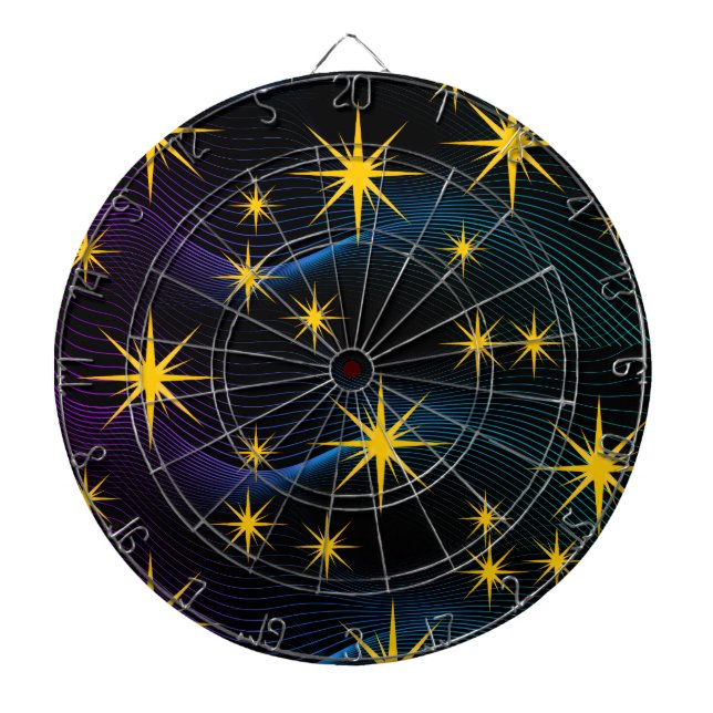 Étoiles dorées néon Design de cible de fléchettes  (Devant)