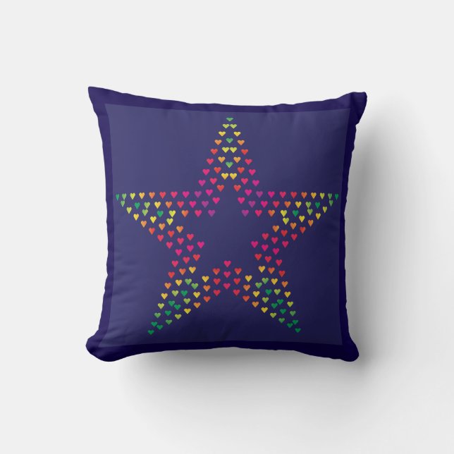 étoiles et cœurs sur un coussin décoratif (Recto)