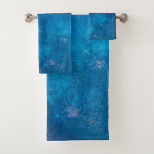 Étoiles et ensemble bleu de serviette de
