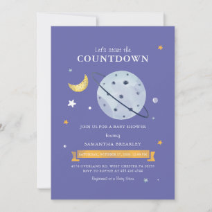 Étoiles et Lune sur le Baby shower spatial Invitat