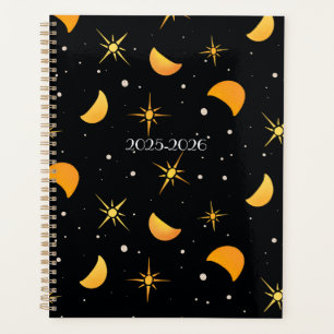 Étoiles et lunes Noir noir Planificateur de texte