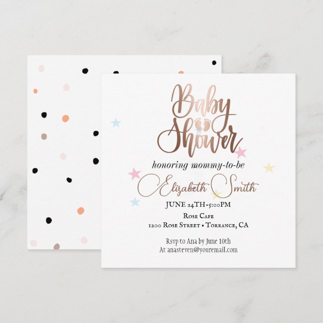 Étoiles et points pour votre invitation de princes (Devant / Derrière)