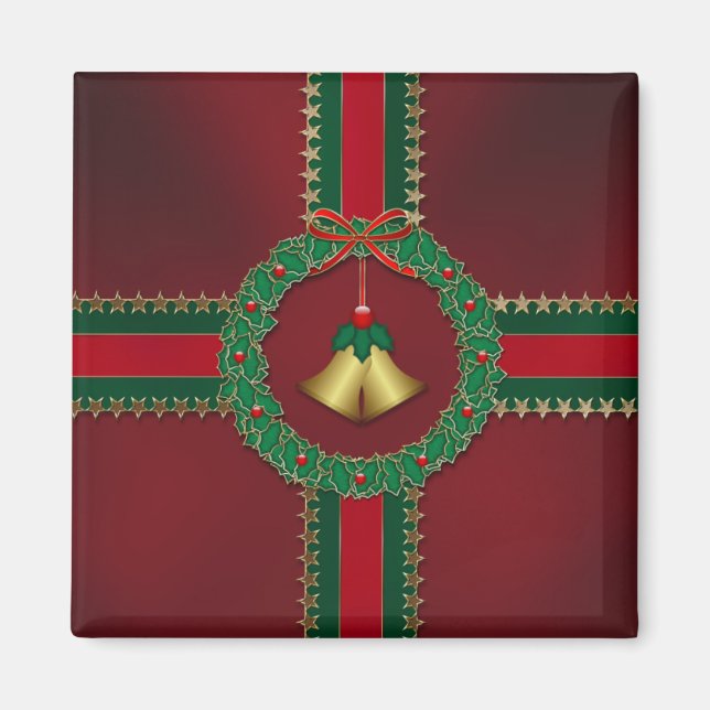 Étoiles et rayures Magnet de Noël (Devant)