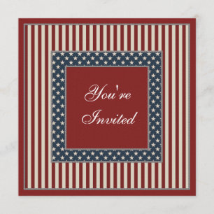 Étoiles et rayures patriotiques invitations de