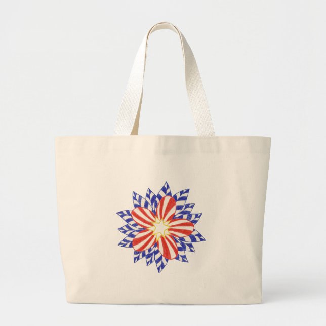 Étoiles et rayures Sacs fourre-tout de fleurs patr (Devant)