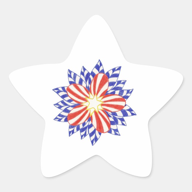 Étoiles et rayures Stickers Fleur Patriotique (Devant)