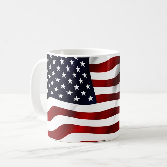 ÉTOILES ET STRIPES DRAPEAU CAFÉ MUG (Devant gauche)