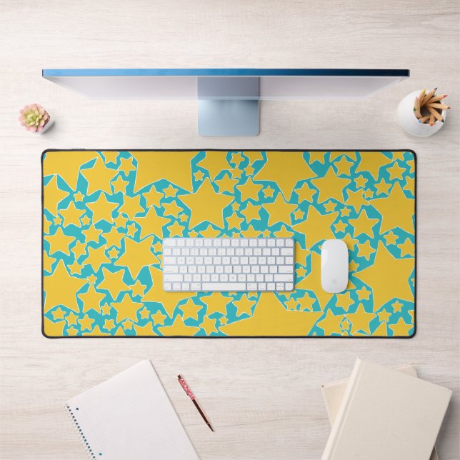 Étoiles, Étoiles, Étoiles en Turquoise et Jaune (Bureau 1)