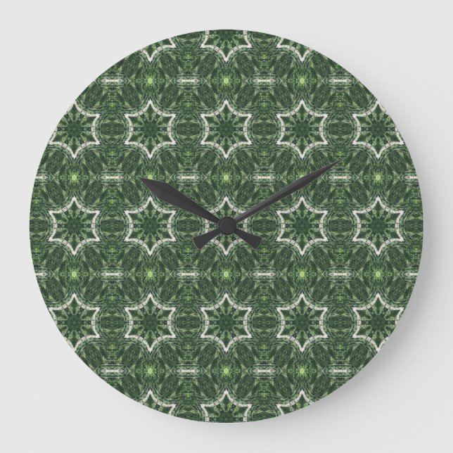 étoiles géométriques à six côtés sur horloge verte (Recto)