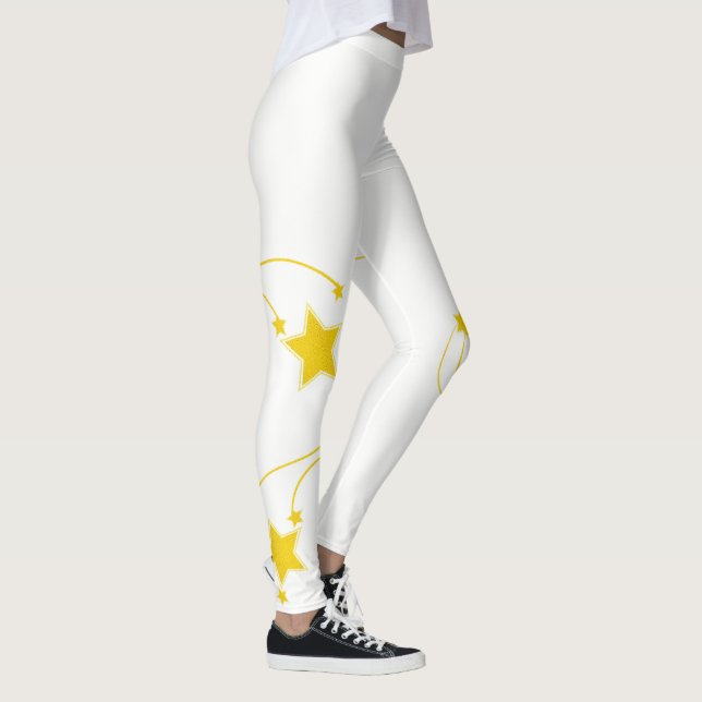 Étoiles jaunes blanches Leggings (Droite)