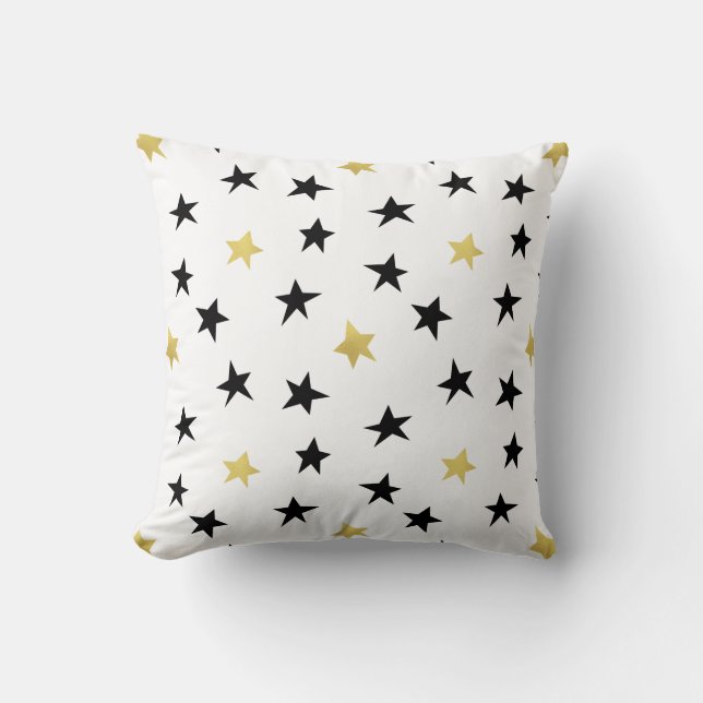 Étoiles joueuses - Coussin noir et or (Recto)