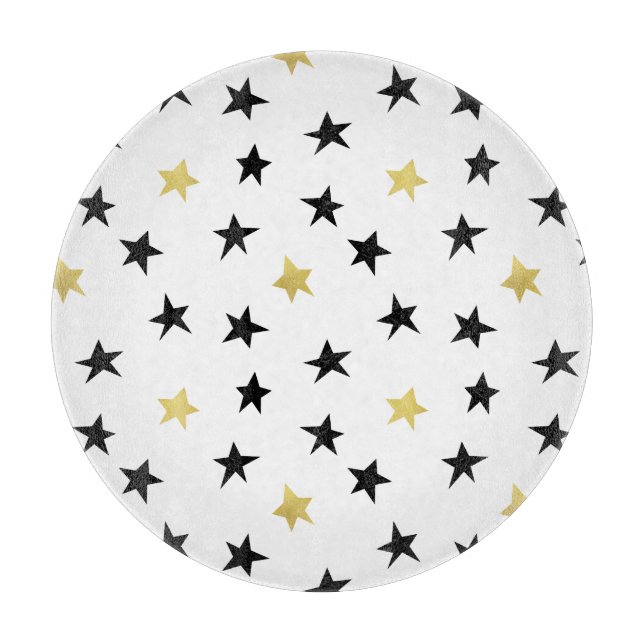 Étoiles joueuses - Planche à découper noir et or (Devant)