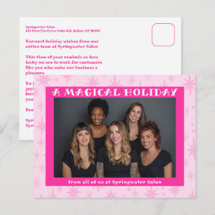 Étoiles Joyeuses Carte de Noël Rose Entreprise Per