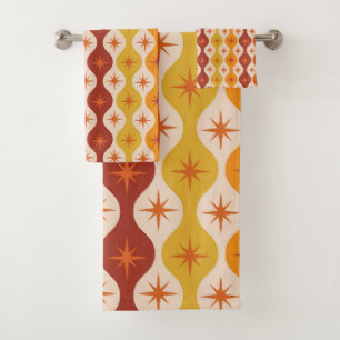 Étoiles mod orange du milieu du siècle sur motif o