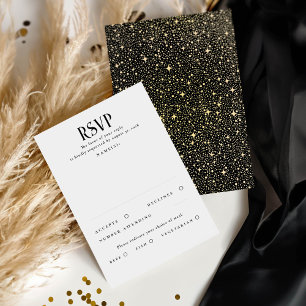 Étoiles Noir et Or Mariage RSVP