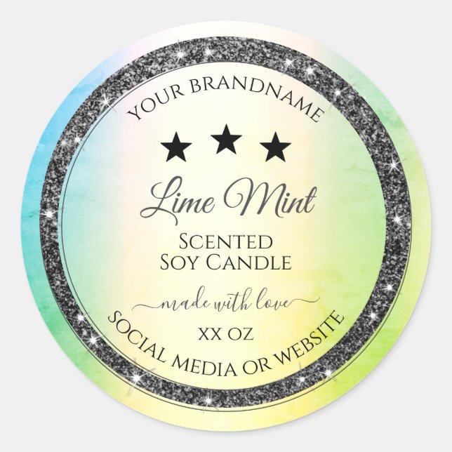 Etoiles Parties scintillant argent Étiquettes prod (Devant)