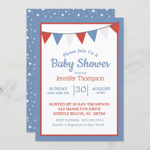 Étoiles patriotiques Baby shower neutre Invitation