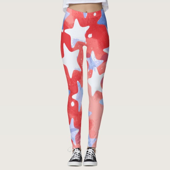 Étoiles patriotiques Leggings pour 4 juillet (Devant)
