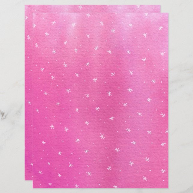 Étoiles peintes à la main sur Blends rose papier à (Devant / Derrière)