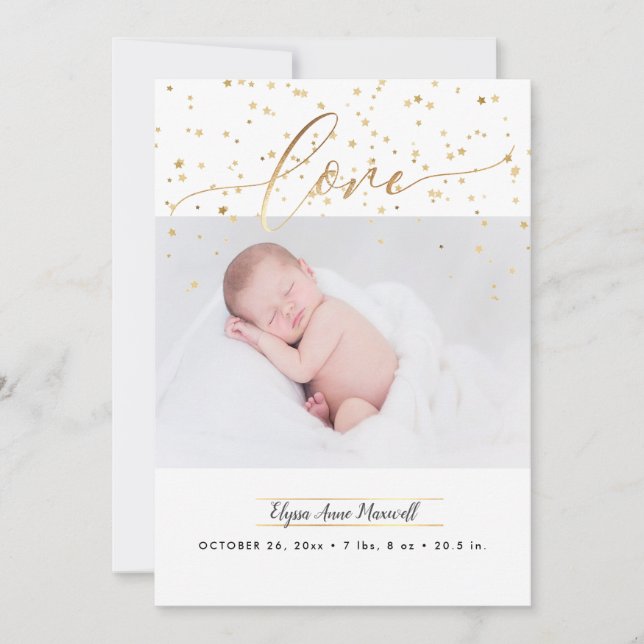 Étoiles rayées, Faire-part de naissance+Merci (Devant)