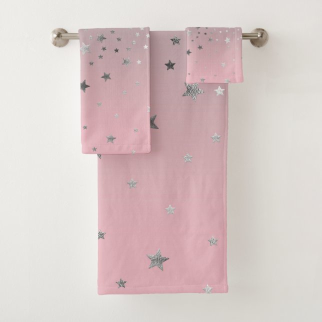 Étoiles roses et grises ombrées stylées chic moder (En situation)
