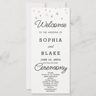 Étoiles roses Programme de mariage céleste blanc c