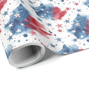 Étoiles Rouge Blanc et Bleu Papier Cadeau Patrioti