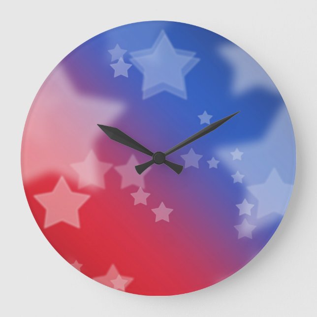 Étoiles rouges, blanches et bleues Horloge ronde (Recto)