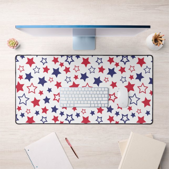 Étoiles rouges et bleues, 4 juillet, fond blanc (Bureau 1)