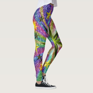 étoiles rouges jaunes leggings longs adolescent