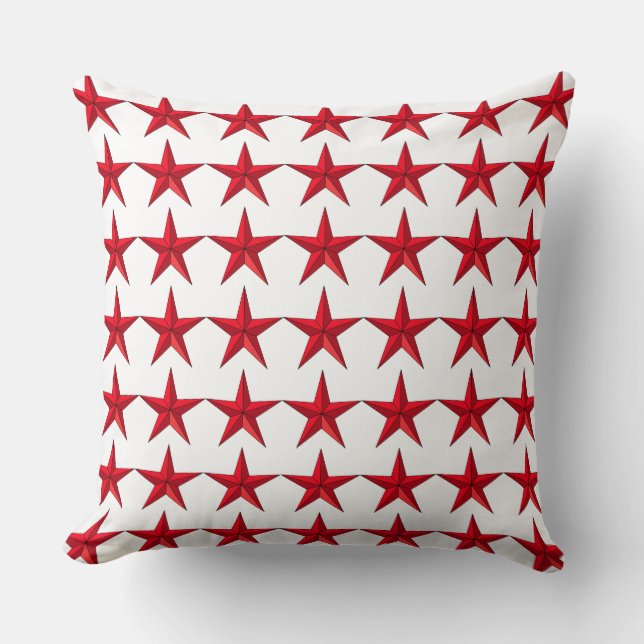 Étoiles rouges patriotiques sur le coussin blanc (Recto)