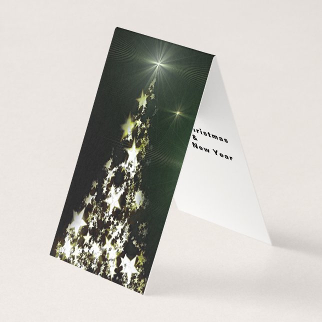 Étoiles sur Noël Arbre nuit Sky Plié Tente Card (Front)