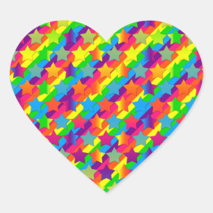 Étoiles sur Stickers en forme de coeur
