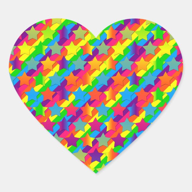Étoiles sur Stickers en forme de coeur (Devant)