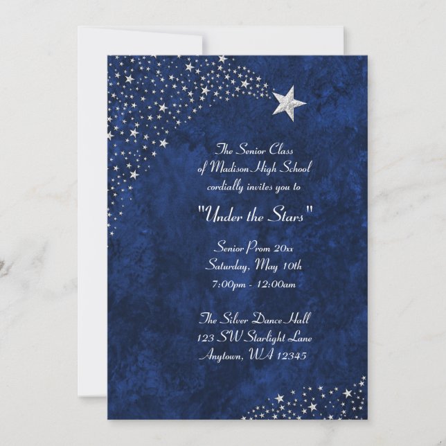 Étoiles Tombantes Argentées Invitations Formelles  (Devant)