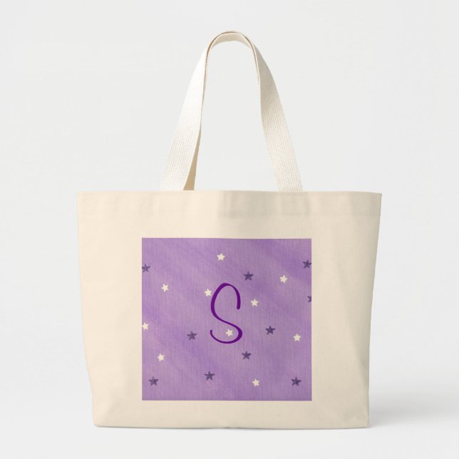 Étoiles violettes et blanches, modèle de sacs four (Devant)