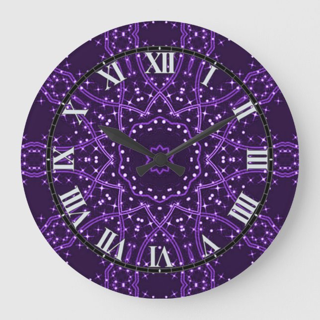 Étoiles violettes Galaxy Horloge murale (Recto)