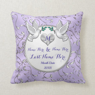 Étonnant Lilac, Blanc Personnalisé Mariage Coussin