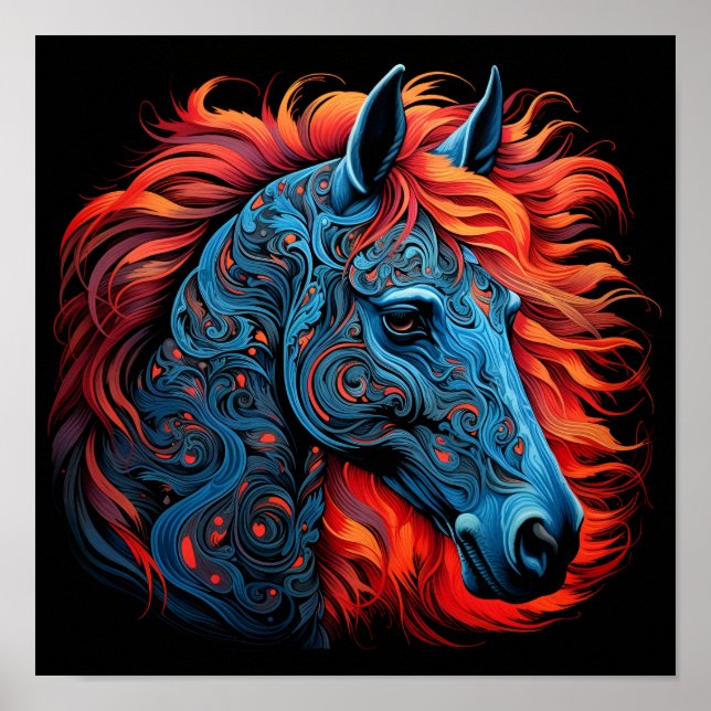 Étonnant poster de cheval arabe coloré (Devant)