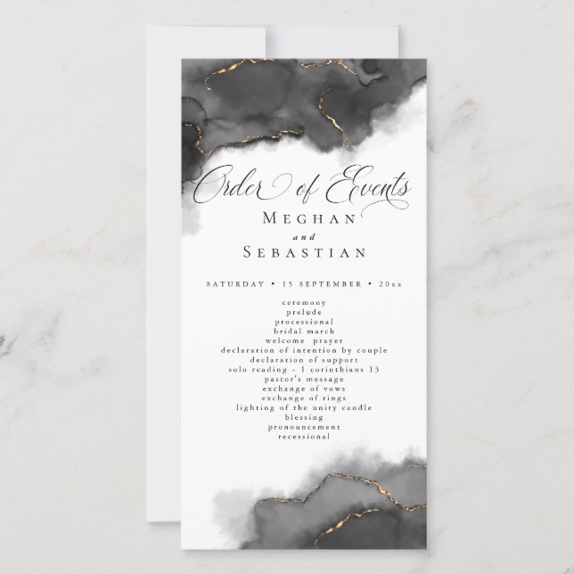 Etonnante Aquarelle Abstraite Noire Et Or (Devant)