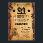 Étonnez la 21ème invitation occidentale<br><div class="desc">Étonnez la 21ème invitation occidentale d'anniversaire. Fête d'anniversaire occidentale sauvage de thème de cheval de cowboy. Arrière - plan en bois rustique de pays. Pour davantage de personnalisation,  cliquez sur svp la "personnaliser il" bouton et utilisez notre outil de conception pour modifier ce modèle.</div>