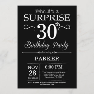 Étonnez la 30ème invitation d'anniversaire noire