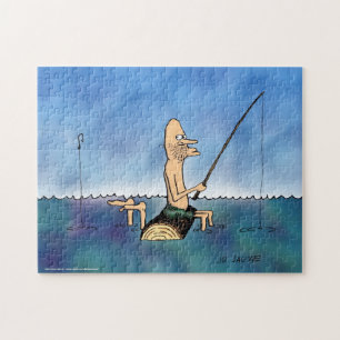 Étrange Jour Pêche Drôle Puzzle Cartoon