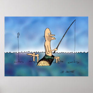 Étrange Poster de dessin de pêche de jour