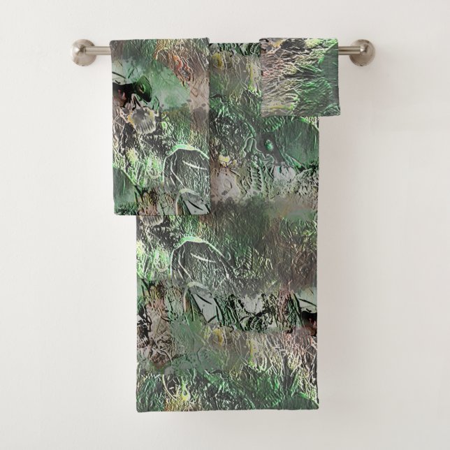 Étrange texture en vert gris avec crâne abstrait (En situation)