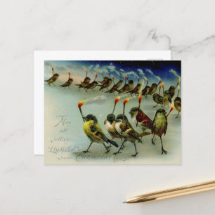 Étrange Vintage de la carte postale Oiseaux avec M